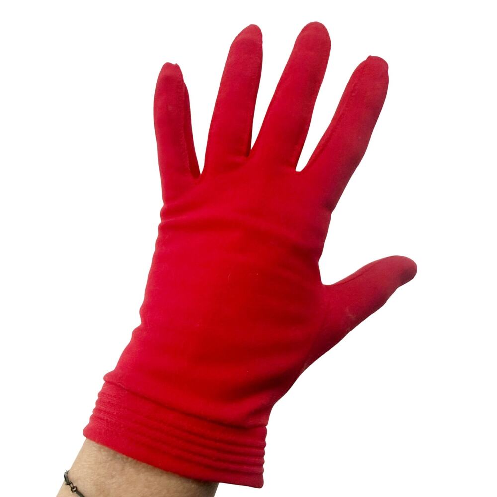vintage Van Raalte red nylon Fashion Gloves women's OS one size made in USA